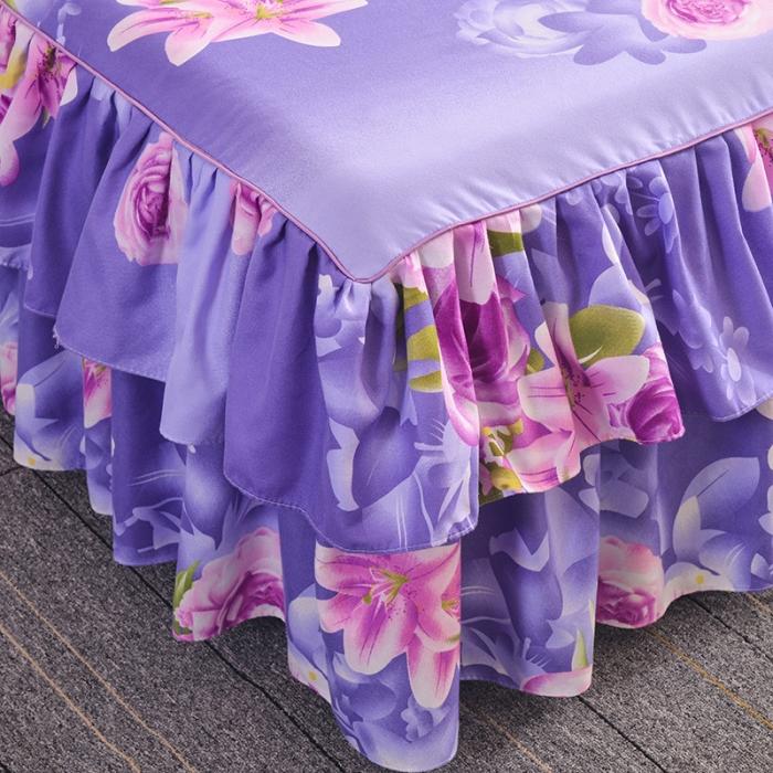 91家纺网 家纺一手货源 找家纺 梦柏家纺 2019新款加厚磨毛小版四件套床裙款 爱的花海