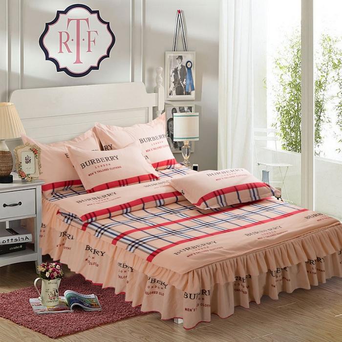 91家纺网 家纺一手货源 找家纺 梦柏家纺 2019新款加厚磨毛小版四件套床裙款 别具一格