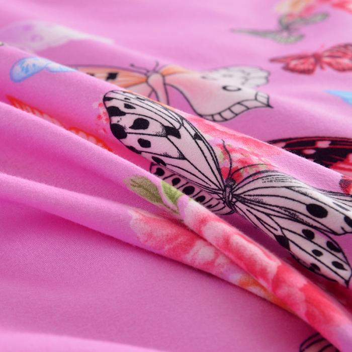 91家纺网 家纺一手货源 找家纺 梦柏家纺 2019新款加厚磨毛小版四件套床裙款 彩蝶飞舞