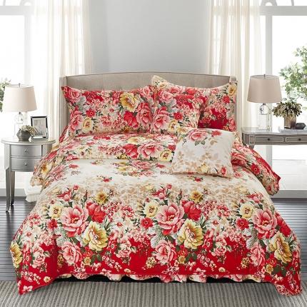 91家纺网 家纺一手货源 找家纺 梦柏家纺 2019新款加厚磨毛小版四件套床裙款 东方情致