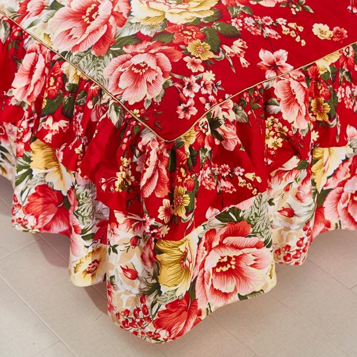 91家纺网 家纺一手货源 找家纺 梦柏家纺 2019新款加厚磨毛小版四件套床裙款 东方情致