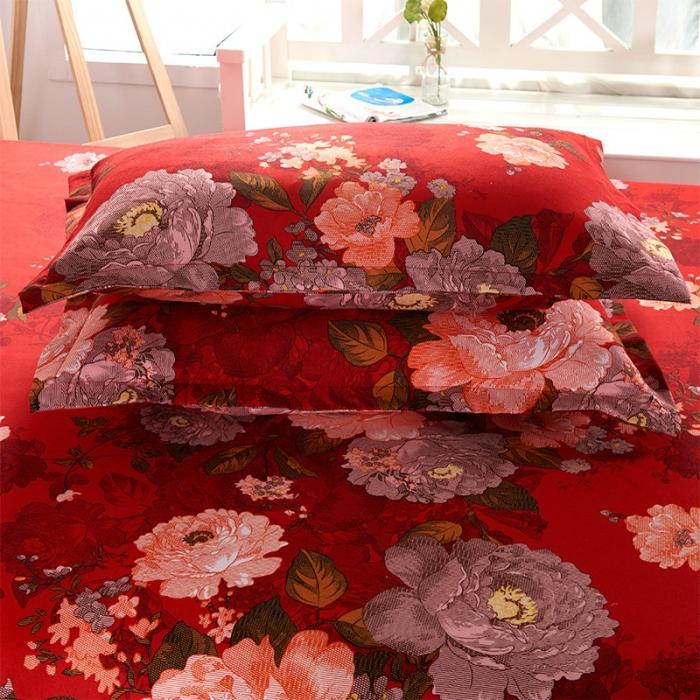 91家纺网 家纺一手货源 找家纺 梦柏家纺 2019新款加厚磨毛小版四件套床裙款 花雅之秀