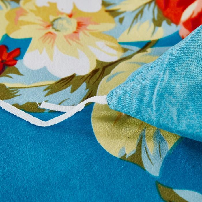 91家纺网 家纺一手货源 找家纺 梦柏家纺 2019新款加厚磨毛小版四件套床裙款 蓝色花语