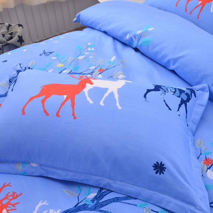 91家纺网 家纺一手货源 找家纺 梦柏家纺 2019新款加厚磨毛小版四件套床裙款 麗鹿森林