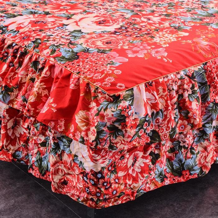 91家纺网 家纺一手货源 找家纺 梦柏家纺 2019新款加厚磨毛小版四件套床裙款 流金溢彩