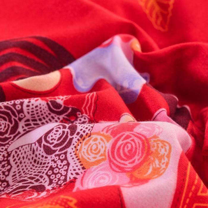 91家纺网 家纺一手货源 找家纺 梦柏家纺 2019新款加厚磨毛小版四件套床裙款 玫瑰恋人