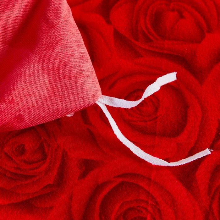 91家纺网 家纺一手货源 找家纺 梦柏家纺 2019新款加厚磨毛小版四件套床裙款 浓情玫瑰-红