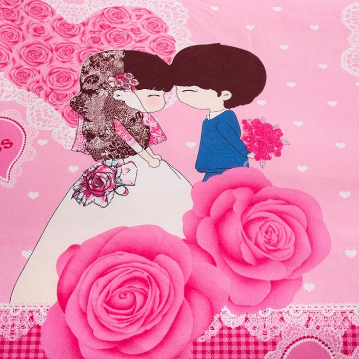 91家纺网 家纺一手货源 找家纺 梦柏家纺 2019新款加厚磨毛小版四件套床裙款 我们结婚吧