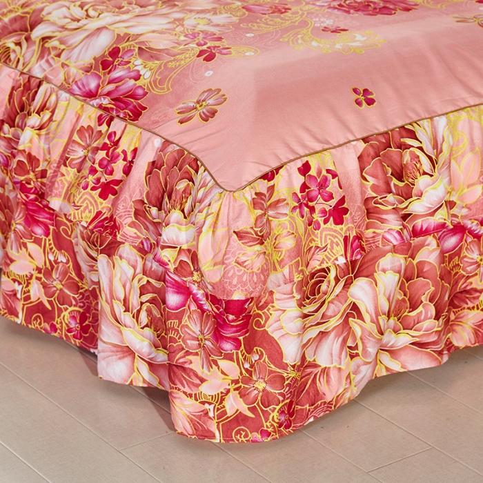 91家纺网 家纺一手货源 找家纺 梦柏家纺 2019新款加厚磨毛小版四件套床裙款 妩媚花王