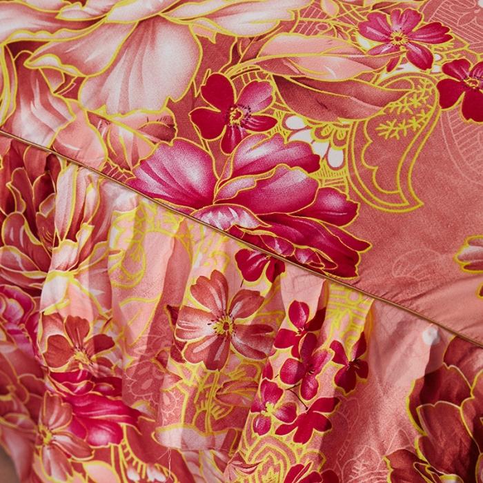 91家纺网 家纺一手货源 找家纺 梦柏家纺 2019新款加厚磨毛小版四件套床裙款 妩媚花王