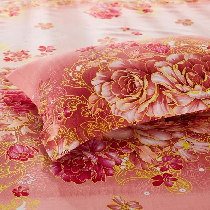 91家纺网 家纺一手货源 找家纺 梦柏家纺 2019新款加厚磨毛小版四件套床裙款 妩媚花王