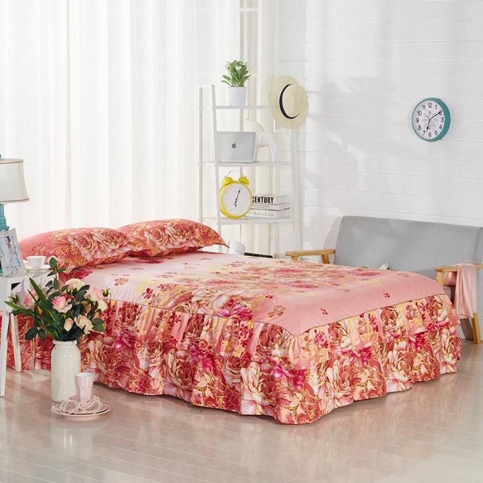 91家纺网 家纺一手货源 找家纺 梦柏家纺 2019新款加厚磨毛小版四件套床裙款 妩媚花王