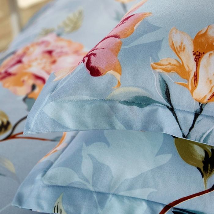 91家纺网 家纺一手货源 找家纺 梦柏家纺 2019新款加厚磨毛小版四件套床裙款 夏花红屿