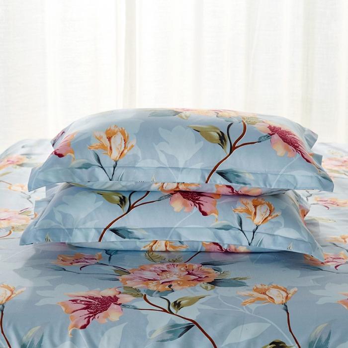 91家纺网 家纺一手货源 找家纺 梦柏家纺 2019新款加厚磨毛小版四件套床裙款 夏花红屿