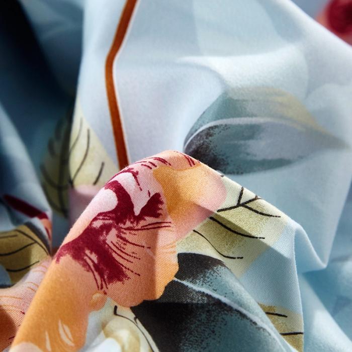 91家纺网 家纺一手货源 找家纺 梦柏家纺 2019新款加厚磨毛小版四件套床裙款 夏花红屿