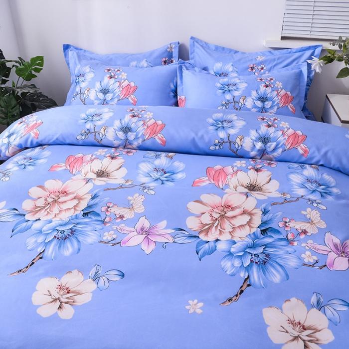 91家纺网 家纺一手货源 找家纺 梦柏家纺 2019新款加厚磨毛小版四件套床裙款 幸福花开