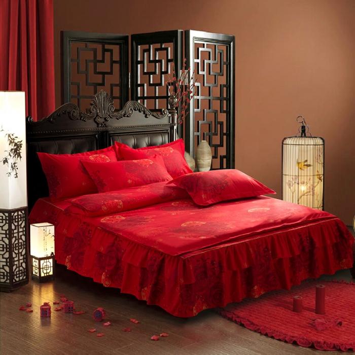 91家纺网 家纺一手货源 找家纺 梦柏家纺 2019新款加厚磨毛小版四件套床裙款 挚爱