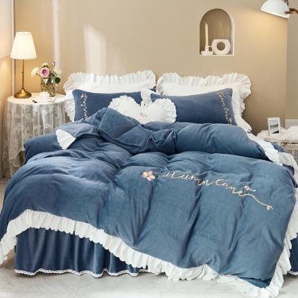 91家纺网 家纺一手货源 找家纺 （总）菊上家纺 2019绣花牛奶绒冬季恋歌系列四件套