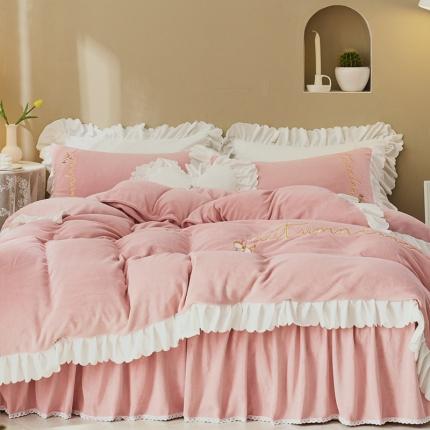 91家纺网 家纺一手货源 找家纺 （总）菊上家纺 2019绣花牛奶绒冬季恋歌系列四件套