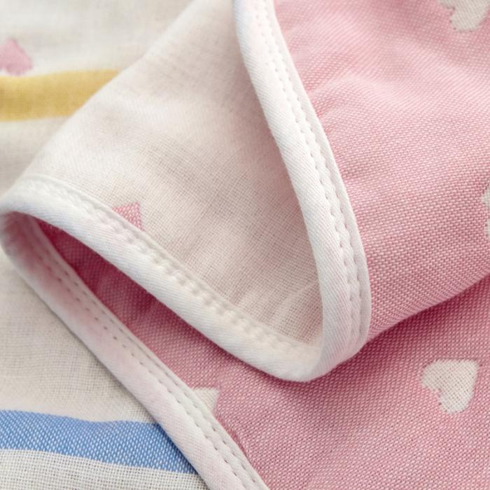 91家纺网 家纺一手货源 找家纺 朴尔全棉一对装成人情侣婴童单人学生六层纱布枕巾爱心粉