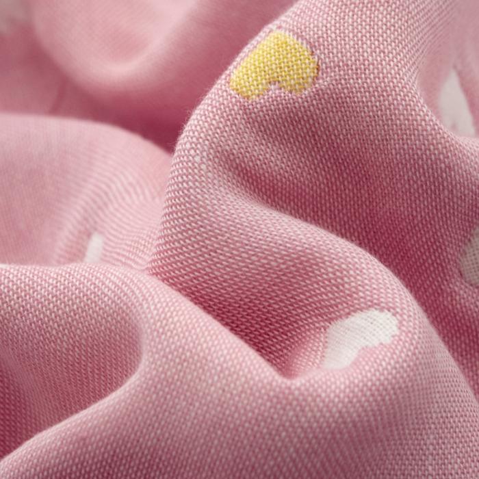 91家纺网 家纺一手货源 找家纺 朴尔全棉一对装成人情侣婴童单人学生六层纱布枕巾爱心粉