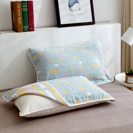 朴尔全棉一对装成人情侣婴童单人学生六层纱布枕巾 彩云兰