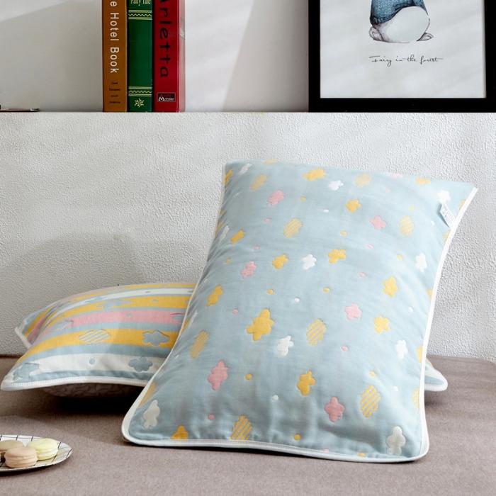 91家纺网 家纺一手货源 找家纺 朴尔全棉一对装成人情侣婴童单人学生六层纱布枕巾 彩云兰