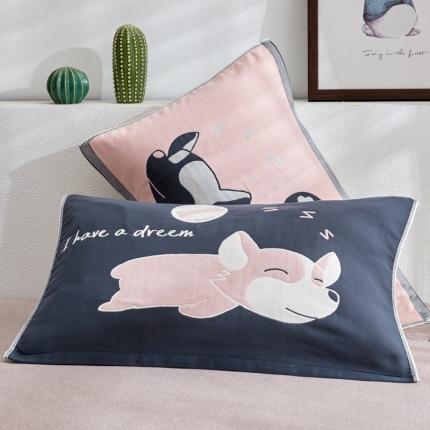 91家纺网 家纺一手货源 找家纺 （总）2019新款四层纱布大版花枕巾 50*80