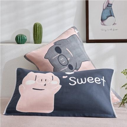 91家纺网 家纺一手货源 找家纺 （总）2019新款四层纱布大版花枕巾 50*80