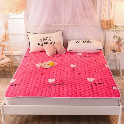 91家纺网 家纺一手货源 找家纺 寐珂家纺法莱绒床垫加厚防滑席梦思保护垫可水洗薄床褥子榻榻米垫