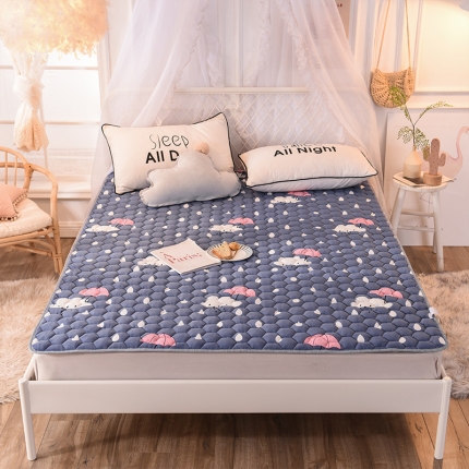 91家纺网 家纺一手货源 找家纺 寐珂家纺法莱绒床垫加厚防滑席梦思保护垫可水洗薄床褥子榻榻米垫