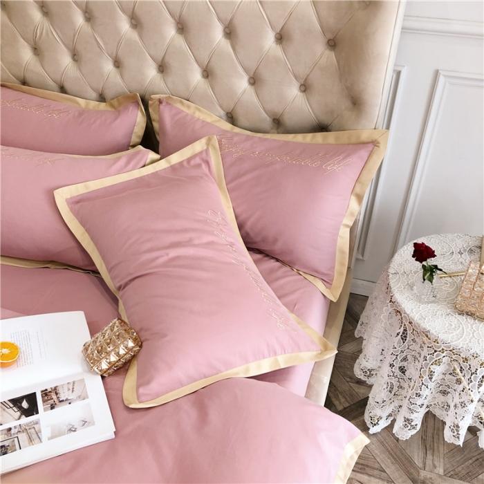 91家纺网 家纺一手货源 找家纺 馨蕊家居 2021新款60磨毛绣花四件套 磨毛简爱-藕粉