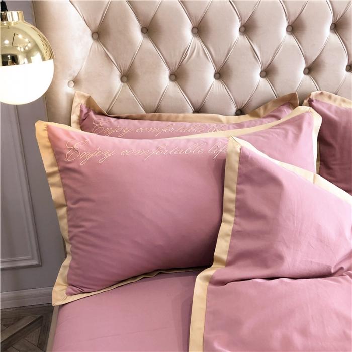 91家纺网 家纺一手货源 找家纺 馨蕊家居 2021新款60磨毛绣花四件套 磨毛简爱-藕粉