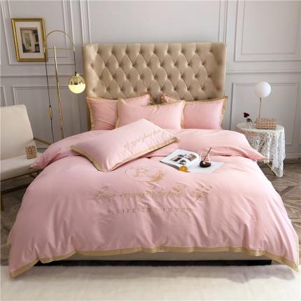 馨蕊家居 2021新款60长绒棉绣花四件套 简爱-仙女粉