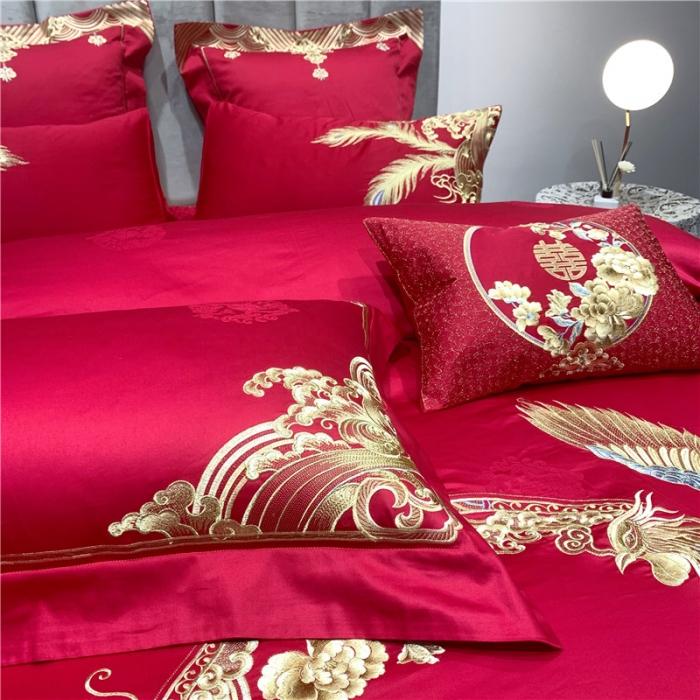 91家纺网 家纺一手货源 找家纺 馨蕊家居 2021新款100支高端婚庆四件套 世纪婚礼