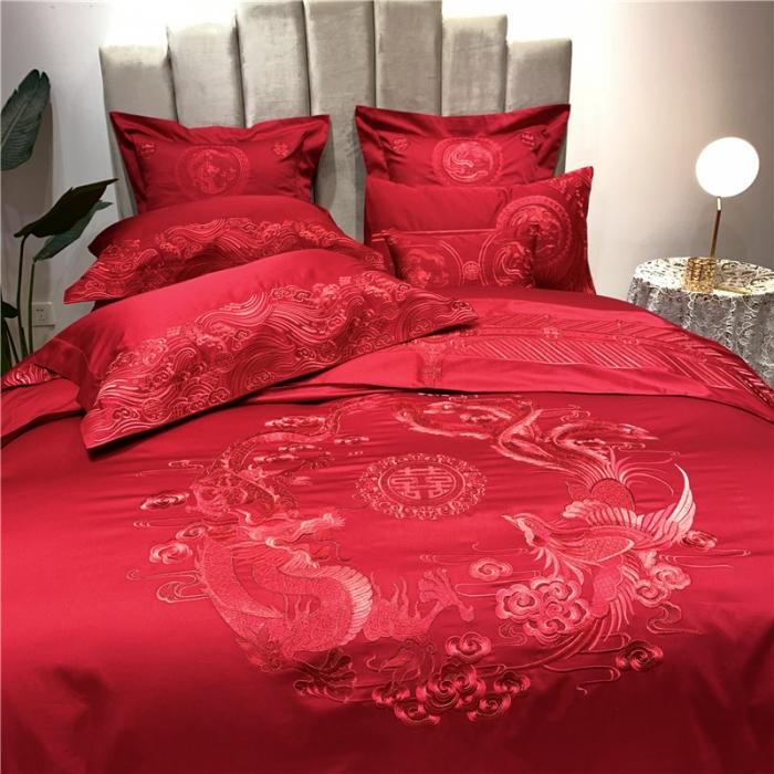 91家纺网 家纺一手货源 找家纺 馨蕊家居 2021新款100支高端婚庆四件套 纯享一生