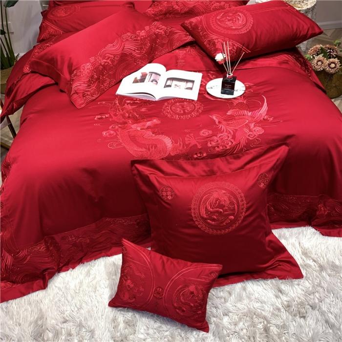 91家纺网 家纺一手货源 找家纺 馨蕊家居 2021新款100支高端婚庆四件套 纯享一生