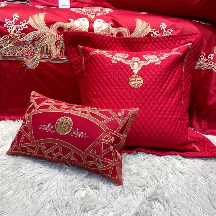 91家纺网 家纺一手货源 找家纺 馨蕊家居 2021新款100支高端婚庆四件套 年年有余