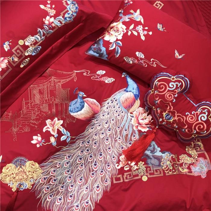 91家纺网 家纺一手货源 找家纺 馨蕊家居 2021新款100支高端婚庆四件套 白首不渝