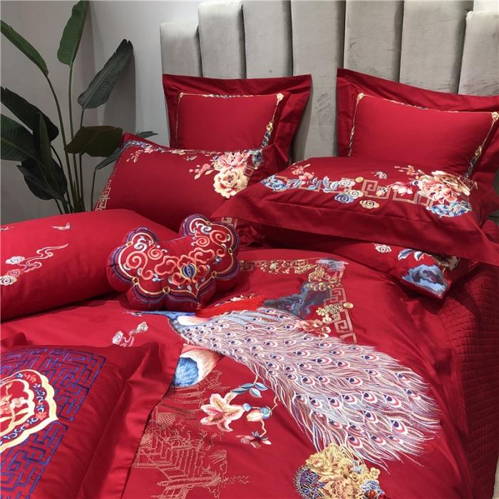 91家纺网 家纺一手货源 找家纺 馨蕊家居 2021新款100支高端婚庆四件套 白首不渝