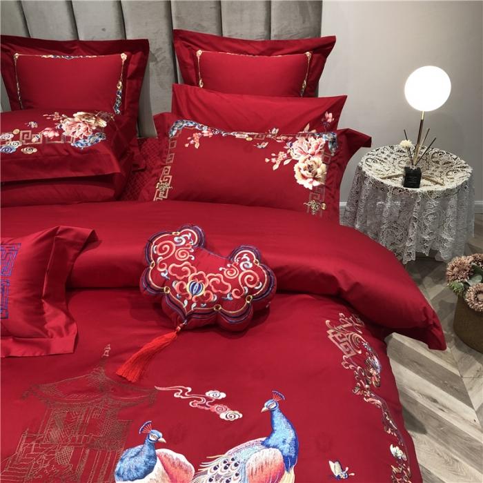 91家纺网 家纺一手货源 找家纺 馨蕊家居 2021新款100支高端婚庆四件套 白首不渝