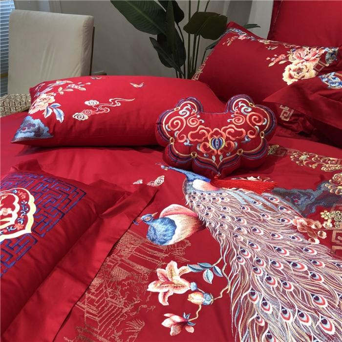 91家纺网 家纺一手货源 找家纺 馨蕊家居 2021新款100支高端婚庆四件套 白首不渝