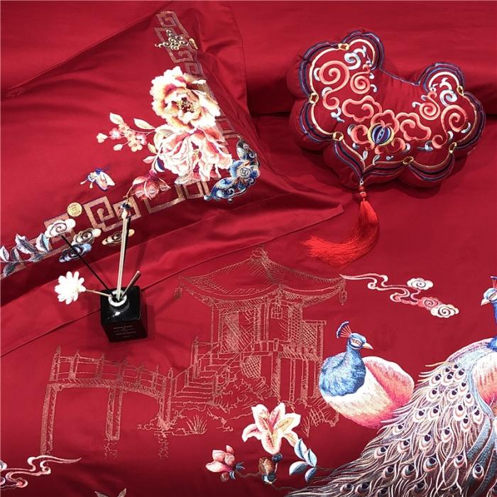 91家纺网 家纺一手货源 找家纺 馨蕊家居 2021新款100支高端婚庆四件套 白首不渝