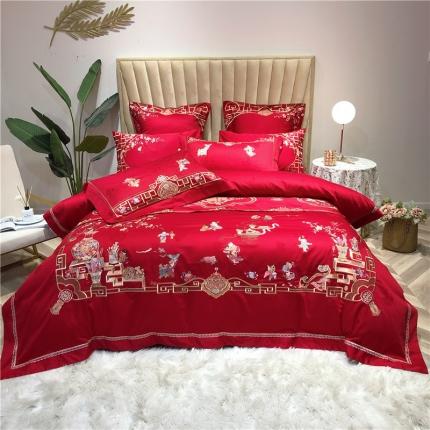 馨蕊家居 2021新款100支高端婚庆四件套 百子麟凤