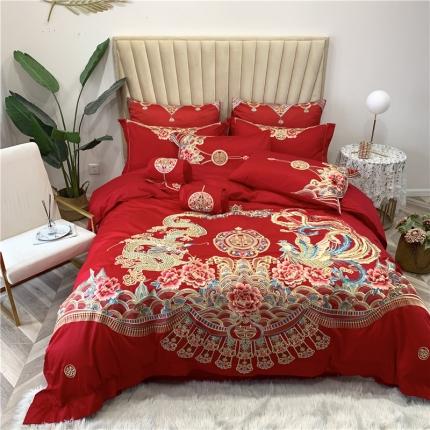 馨蕊家居 2021新款100支高端婚庆四件套 大唐婚礼