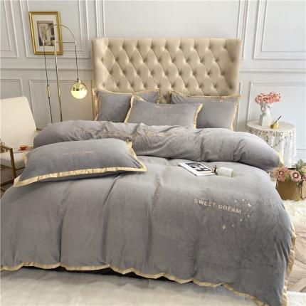 馨蕊家居 2021新款牛奶绒四件套 暖阳相伴-高雅灰