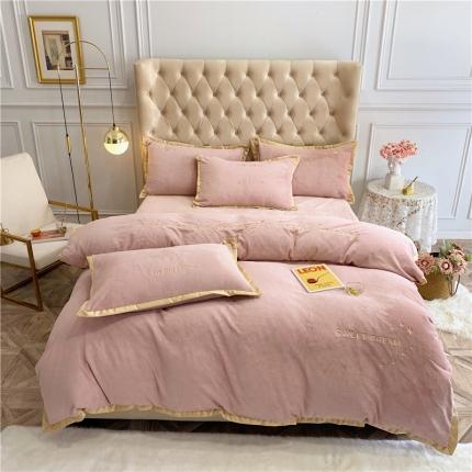 馨蕊家居 2021新款牛奶绒四件套 暖阳相伴-藕粉