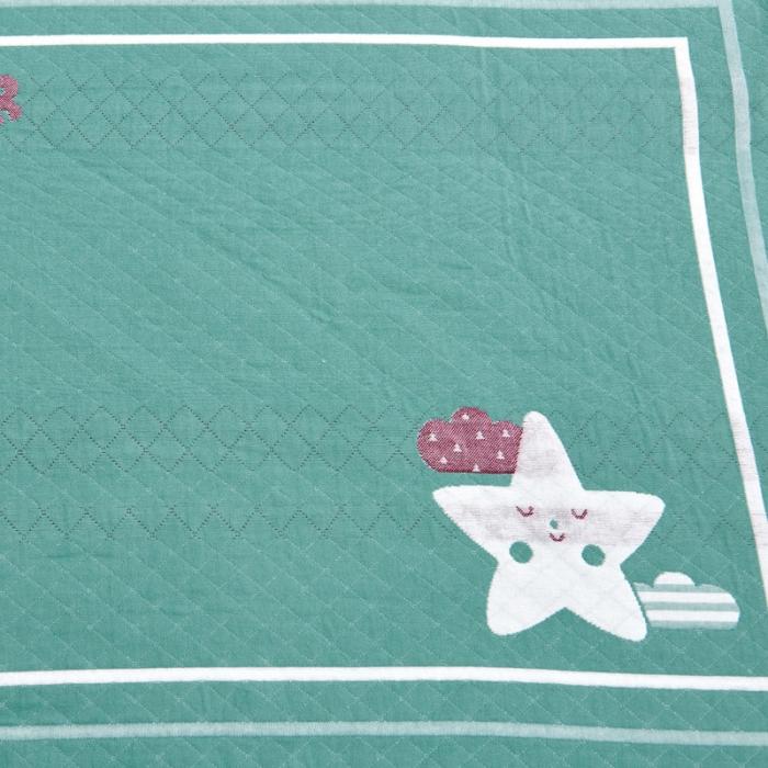 91家纺网 家纺一手货源 找家纺 朴尔三层纱布枕巾一对装全棉柔软透气加厚情侣成人枕巾小星星绿