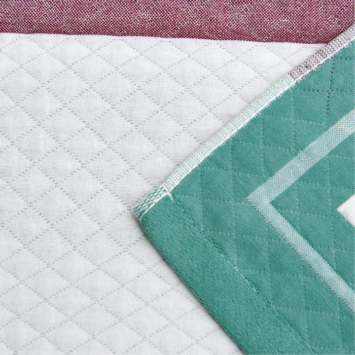 91家纺网 家纺一手货源 找家纺 朴尔三层纱布枕巾一对装全棉柔软透气加厚情侣成人枕巾小星星绿