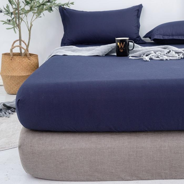 91家纺网 家纺一手货源 找家纺 贝拉梦 芦荟棉纯色单品床笠 藏青